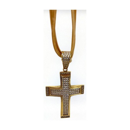 Medalla cruz circonitas de oro 18k 2